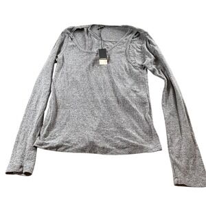 Monrow Grey Long Sleeve Top Cutout Shoulder Casual‎ Everyday Medium